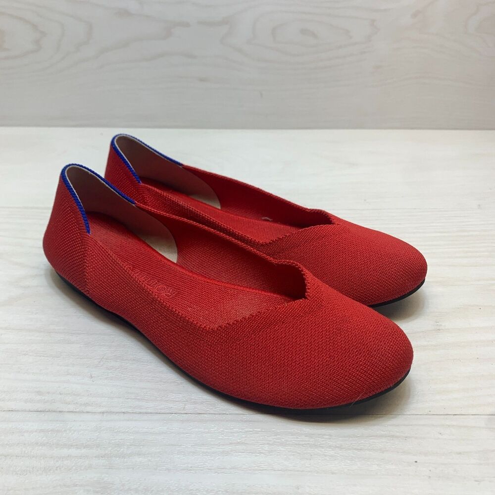 Rothy's The Point Red Round Toe Ballet Flats Women's Size 7.5 Red Comfort